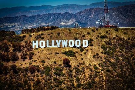 Hollywood sign in distance