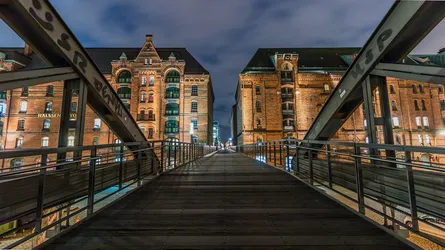 Night time city bridge