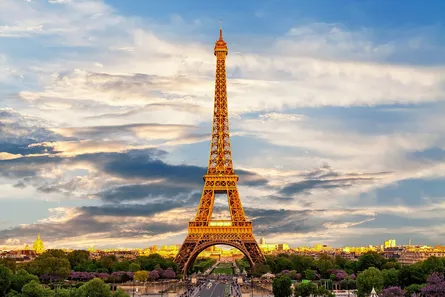 Eiffel tower in front of sky