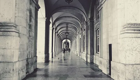 Long hallway in building