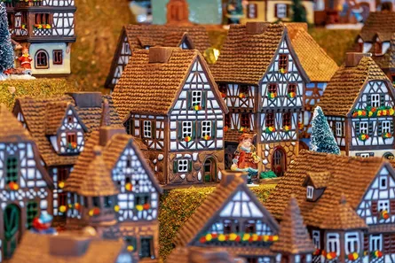 Christmas village in foreground