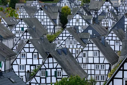 Old town white houses