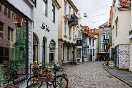 Stone sidewalks on city street