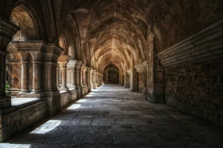 Stone archway in old building