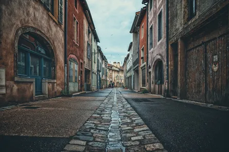 Brick path in alleyway