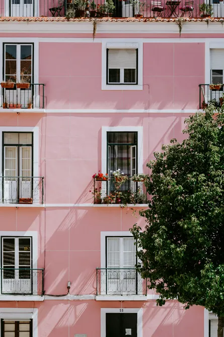 Pink balconies sunshine