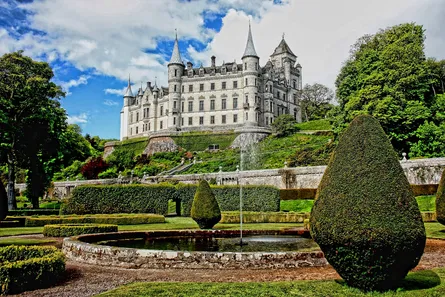 Stately castle in lush park