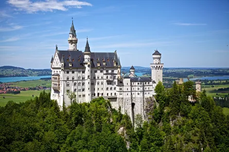 Neuschwanstein castle atop a hill