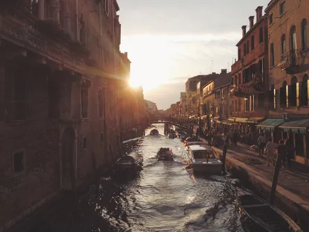 Sunset over canal