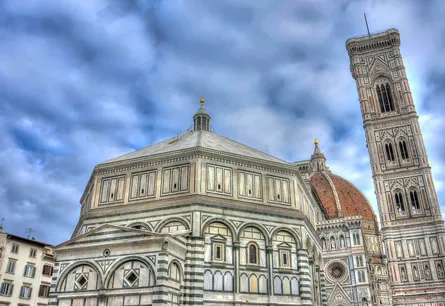 Ancient cathedral with clock tower