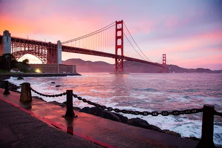 Golden gate bridge at sunset