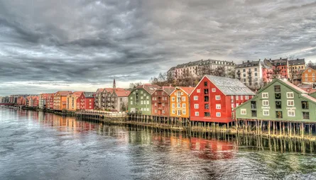 Colorful houses near river