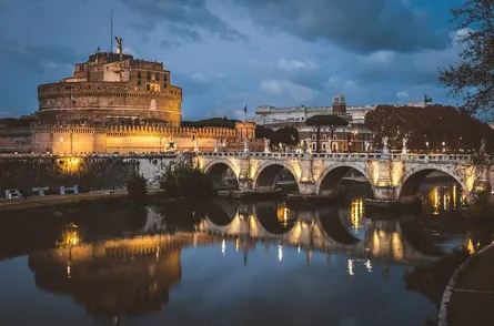 Stone bridge over river