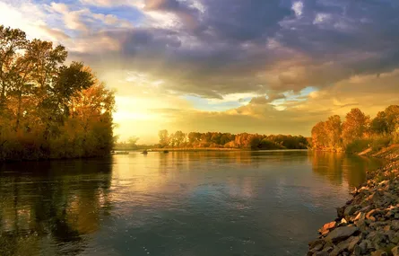 Calm river at sunrise