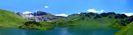 Blue lake and mountains