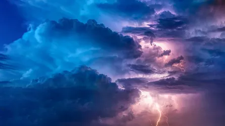 Clouds, thunderstorm, dark blue sky