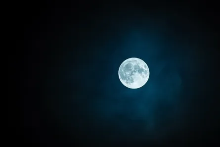 Full moon with blue background