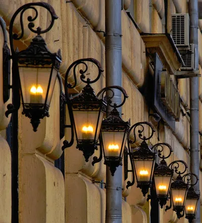Street lights on building