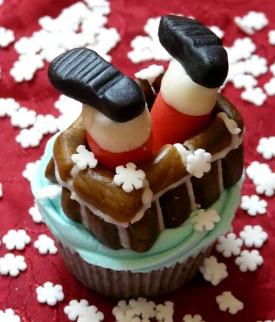 Candy canes on cupcake