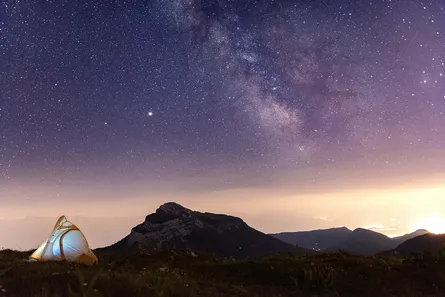 Camping under stars