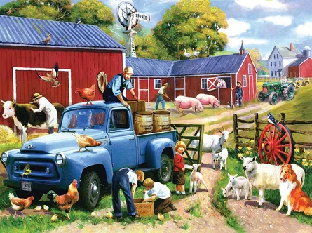 Busy farm scene unfolding