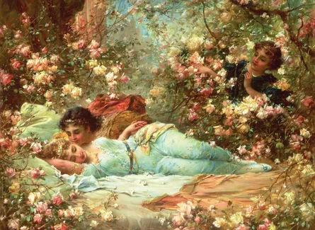 Two girls in a garden